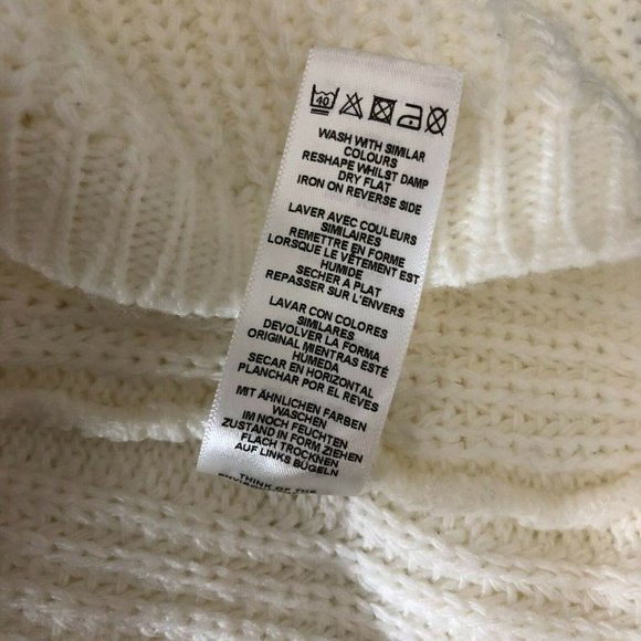 Asos Womens Sweater Open Back Chunky Knit Scoop Neck Ivory Black Size 2 - Picture 6 of 6